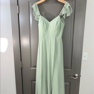 Azazie sage green bridesmaid dress